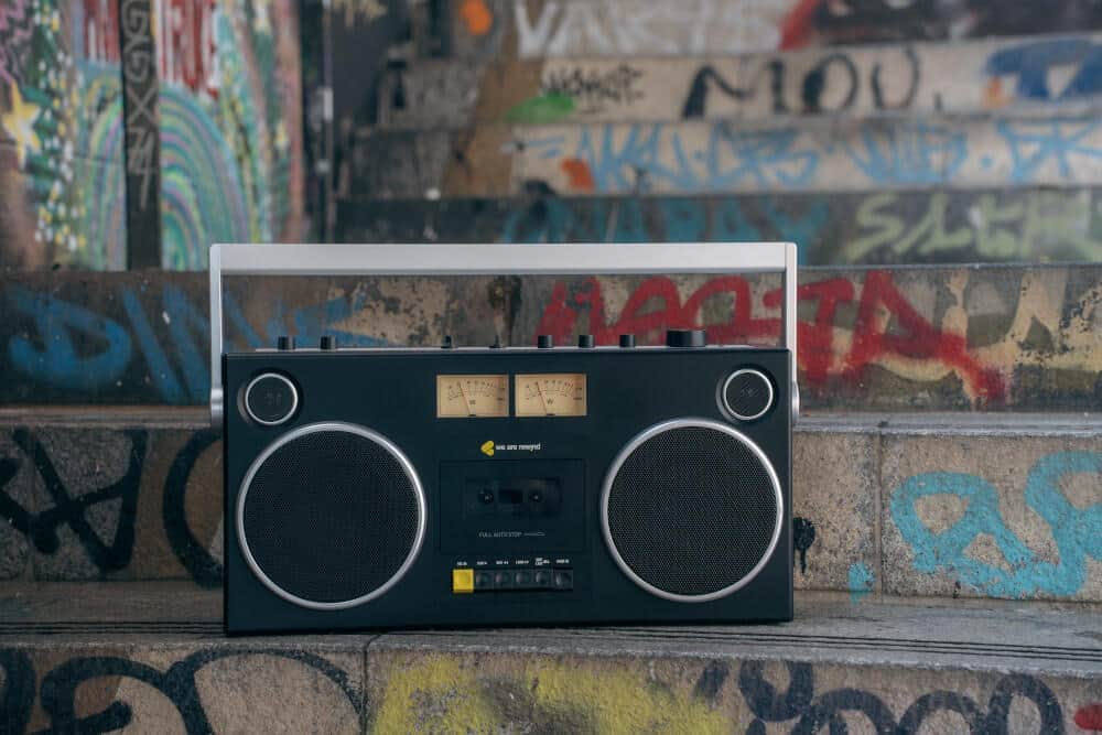 Bluetoothスピーカー　過去作品 80年代ブームボックス風のカセットプレーヤー搭載 Bluetoothスピーカー