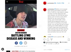 「ライム病」を告白したジャスティン・ビーバー(画像は『Justin Bieber 2020年1月8日付Instagram「While a lot of people kept saying justin Bieber looks like shit, on meth etc.」』のスクリーンショット)