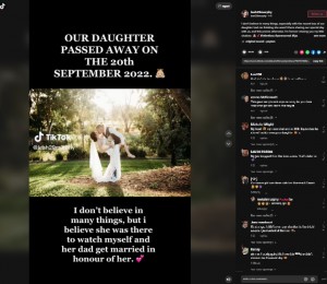 亡くなった1歳の娘が写し出された結婚式の写真(画像は『leah29murphy 2023年1月11日付TikTok「I don’t believe in many things,」』のスクリーンショット