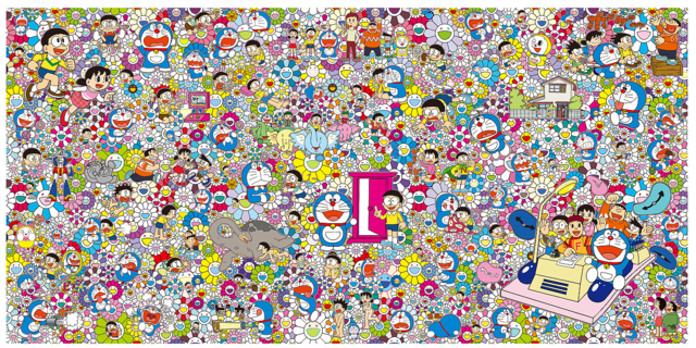 村上隆が『ドラえもん』を描く！中央の「どこでもドア」に金箔をはった