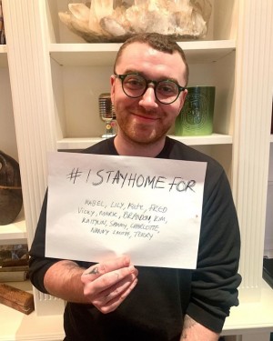 サム・スミス「ステイホーム」の呼びかけも(画像は『Sam Smith 2020年3月21日付Instagram「Thank you beautiful @eltonjohn for my nomination.」』のスクリーンショット)