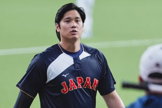 試合前練習に臨んだ侍ジャパン・大谷翔平【写真：小林靖】