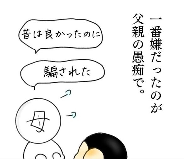 漫画「母親から父親の愚痴を聞いて育った結果」のカット(みずもとまいさん提供)