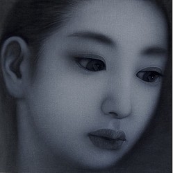  「ｂｒｅａｔｈ - ６ Ｓ-３０」　９１０ｘ９１０ ? 布に墨・油彩　２０１５年 