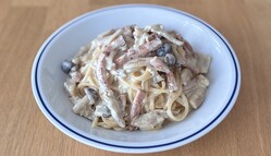 【ワンパン簡単】山本ゆりさんの「きのこたっぷりカルボナーラ」を作ってみた！