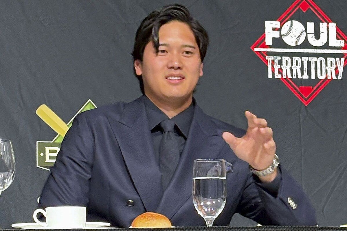 日本時間2026年1月25日に開かれた晩さん会でスピーチをした大谷翔平（共同通信）