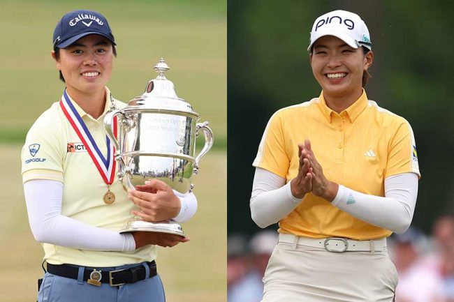 全米女子オープンで優勝した笹生優花（左）と2位の渋野日向子【写真：Getty Images】
