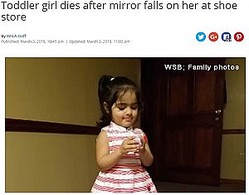 ľ2н˴ʲϡWNCN.com2018ǯ33աToddler girl dies after mirror falls on her at shoe storeס٤Υ꡼󥷥åȡ