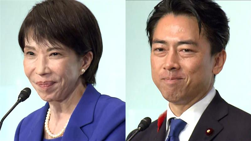 自民党総裁選1回目投票、高市早苗氏がトップに 小泉進次郎氏との決選投票へ