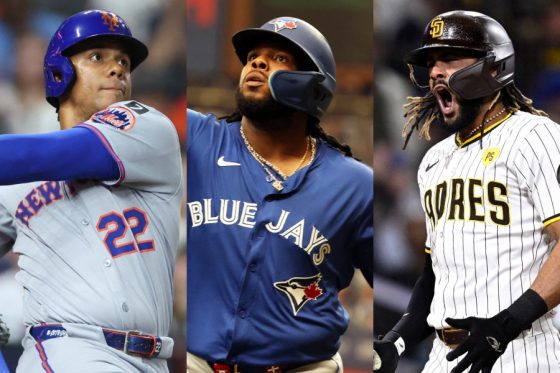 メッツのフアン・ソト、Bジェイズのブラディミール・ゲレーロJr.、パドレスのフェルナンド・タティスJr.（左から）【写真：ロイター】