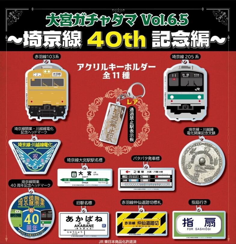 「埼京線 40周年」を記念したガチャタマが発売 全10種とレア1種