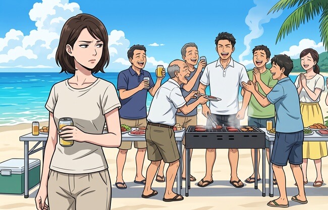 社員旅行のBBQで、年上社員が全身タイツで余興 →「社長への忖度がスケスケで気持ち悪い」と退職した30代女性