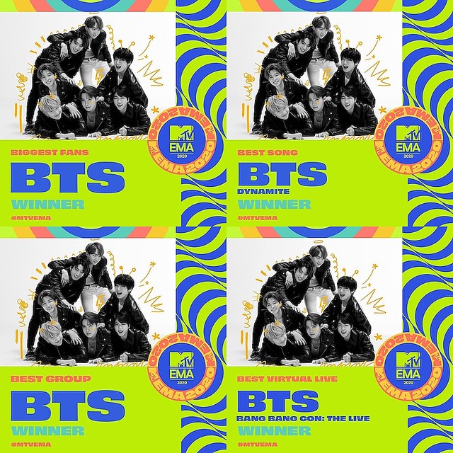 BTSが【2020 MTV Europe Music Awards】で4冠獲得 ライブドアニュース
