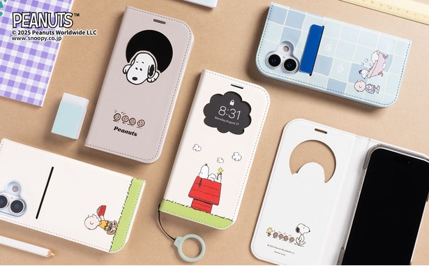 スヌーピーモチーフの手帳型スマホケース Hameeが新作続々登場