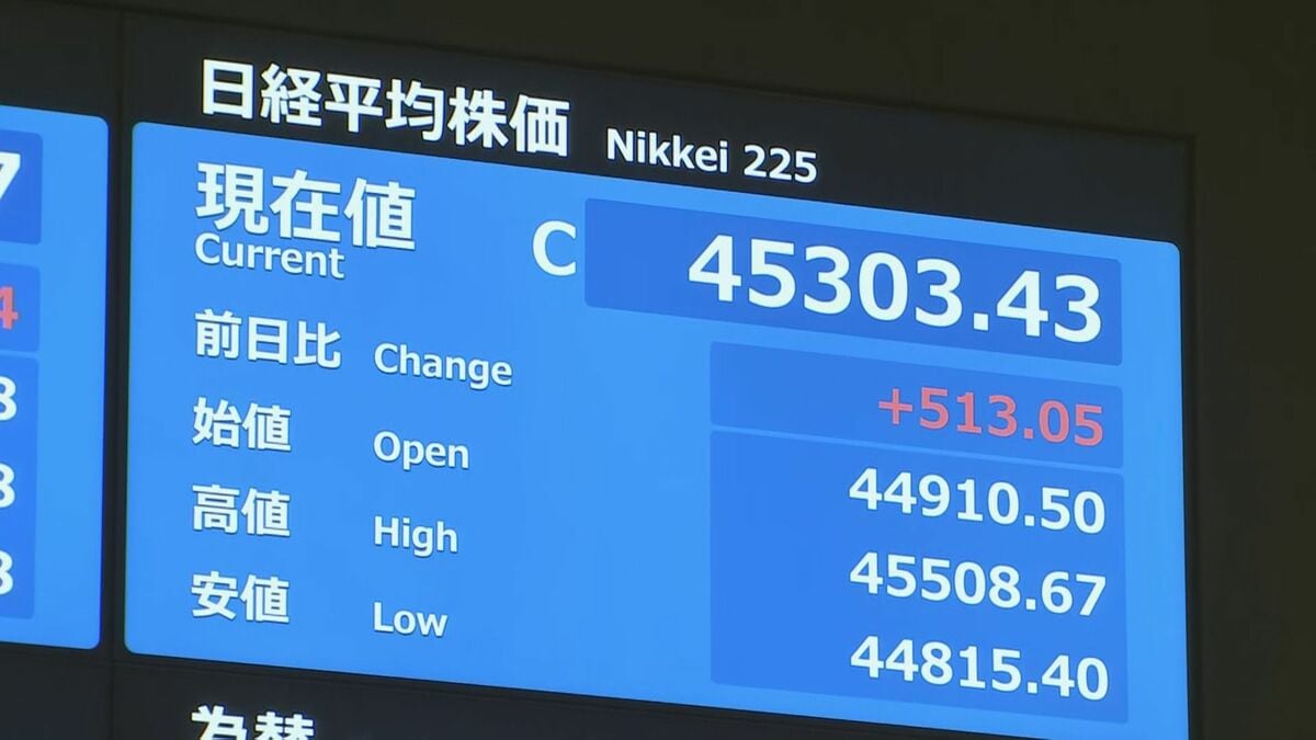 日経平均 史上初の4万5000円台に (2025年9月18日掲載) - ライブドアニュース