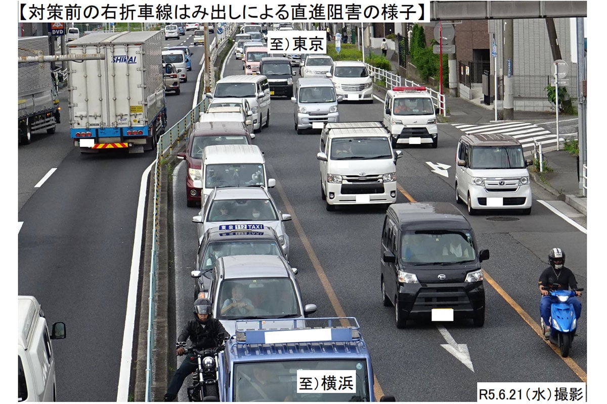  国道246号「梶ヶ谷交差点」の改良前の現況（画像：国土交通省） 