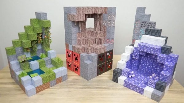 画像 ウーパールーパーもいる Minecraft の大型アップデート 洞窟と崖 をペーパークラフトで再現してみた 14 22 ライブドアニュース