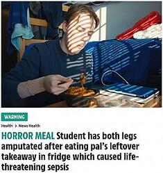 ͧͤä򿩤٤ԷɤˡʲϡThe Sun2022ǯ221աHORROR MEAL Student has both legs amputated after eating pals leftover takeaway in fridge which caused life-threatening sepsisסyoutube / dr bernardˡ٤Υ꡼󥷥åȡ