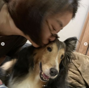 5回目の抗がん剤治療を受けた愛犬・姫子（画像は『岸本加世子　2021年6月11日付Instagram「姫子が辛い治療を頑張ってくれています。」』のスクリーンショット）