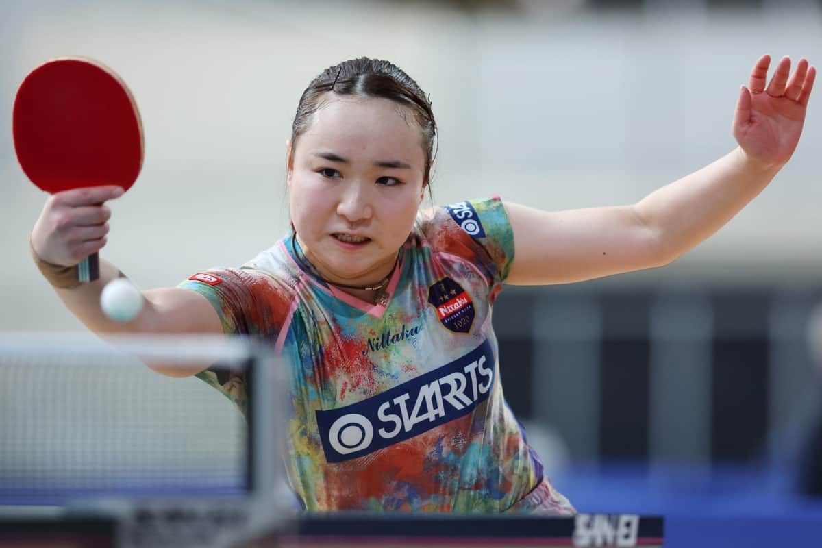 全日本卓球選手権女子シングルス6回戦に挑む伊藤美誠選手(写真:YUTAKA/アフロスポーツ+)