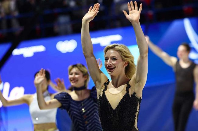 エキシビションに出演したアンバー・グレン【写真:ロイター】