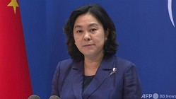 중국 외무성의 화춘영보도관(2021연8월16일 촬영).(c)DANNI ZHU / AFPTV / AFP