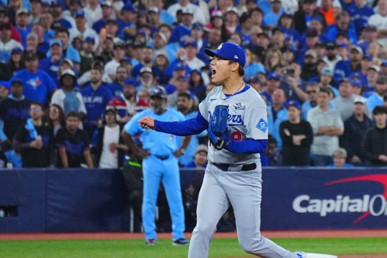 ブルージェイズ戦に先発したドジャース・山本由伸【写真：ロイター】