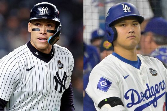 ヤンキースのアーロン・ジャッジ(左)とドジャースの大谷翔平【写真:ロイター】