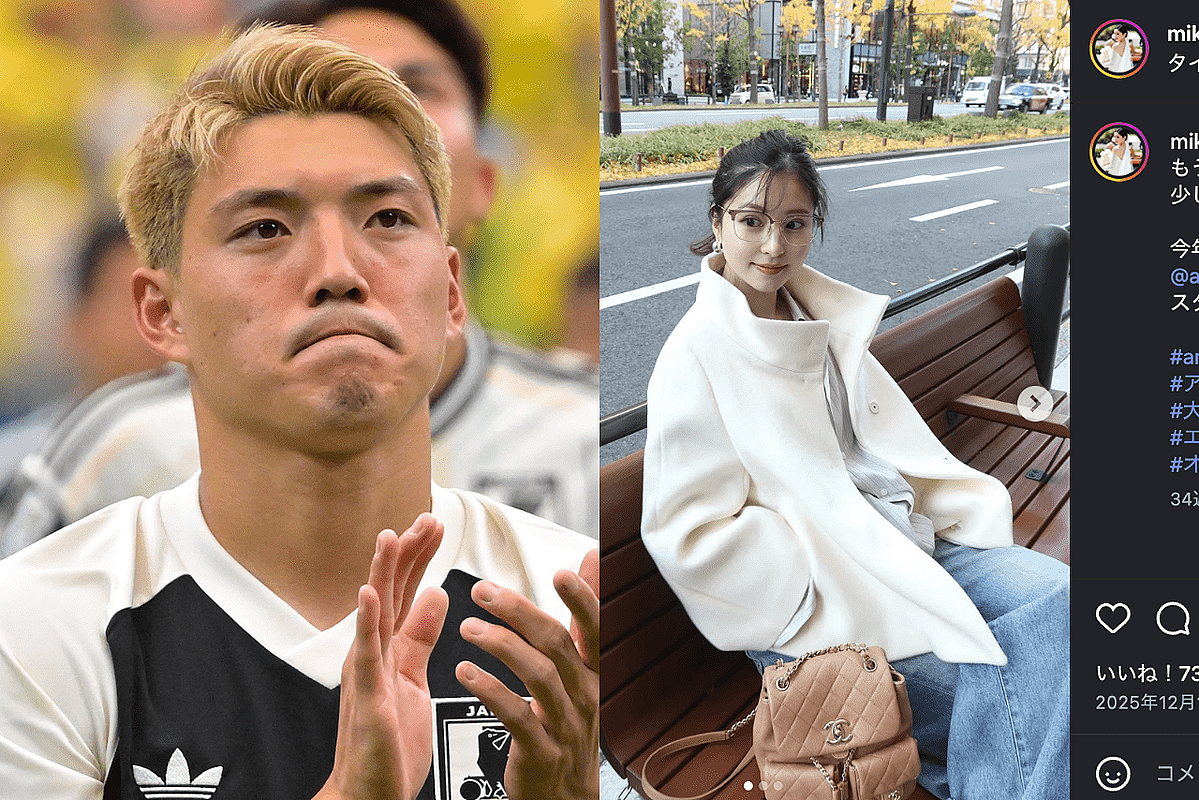 堂安律とインフルエンサー妻・明松美玖(公式インスタグラムより)