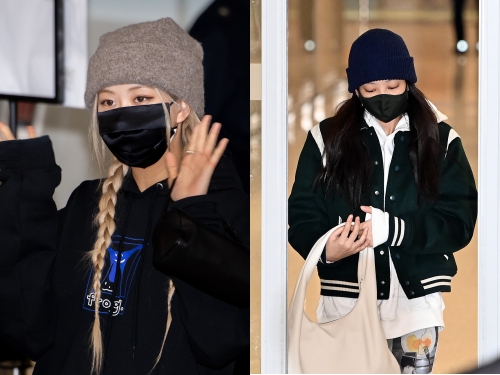 BLACKPINKロゼ＆ジェニー、米LAから無事帰国。ニット帽が主役の