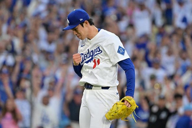 ブルワーズ戦に登板したドジャースの佐々木朗希【写真:ロイター】