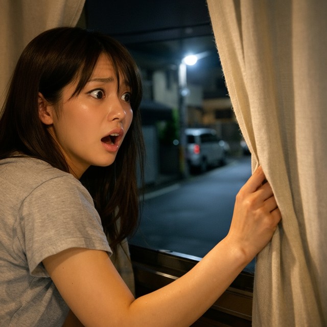 窓から外を見るとゴミを漁っている男性の姿が　※この画像はAdobe Fireflyで作成したイメージです