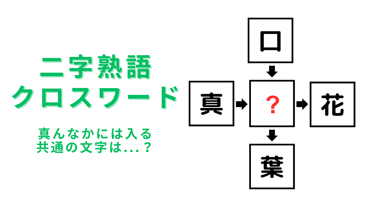 【二字熟語クロスワード】真んなかに入る漢字は?3秒でわかったらスゴい!