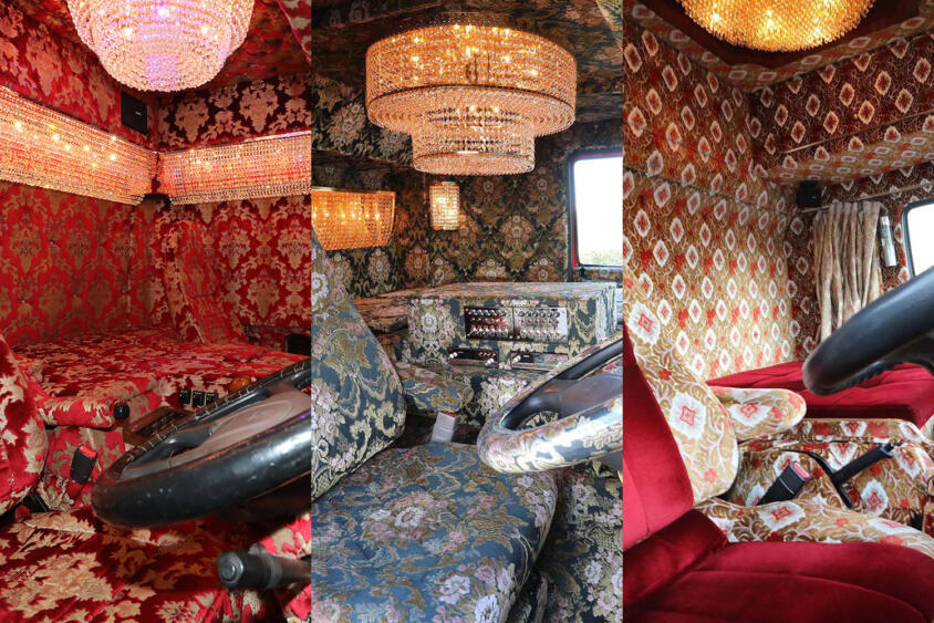 デコトラ、内装金華山 花かご赤ラッシュマット デコトラ、内装金華山 花かご赤ラッシュマット