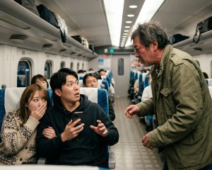 新幹線でカップルがイチャつき動画撮影も…酔った中年男性の一言で状況一変